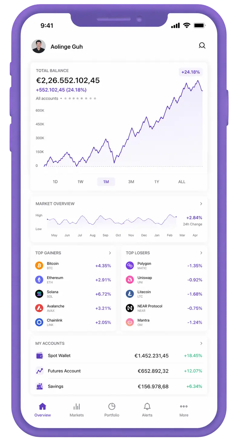 Synth-X Quant mobile app showing portfolio overview